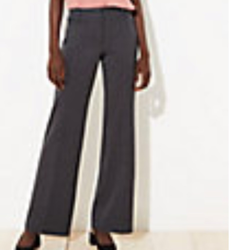 LOFT NWT Textured Trousers Black/Gray Birdseye